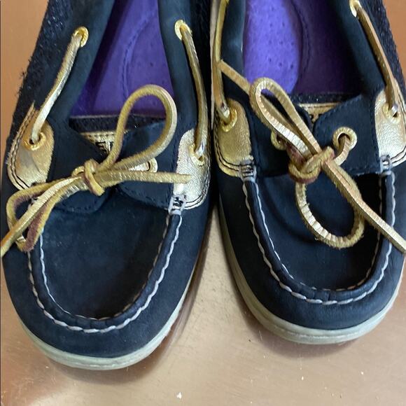 Sperry Black and Gold Boat Shoes Leather Laces - Picture 13 of 13